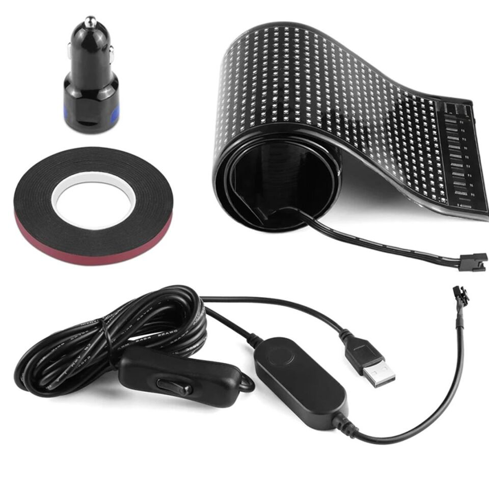 Powermaster PM-23822 12x68cm Oto Rgb Kayan Yazı Led Tabela Araç Arka İçi Cam Yazı Panosu