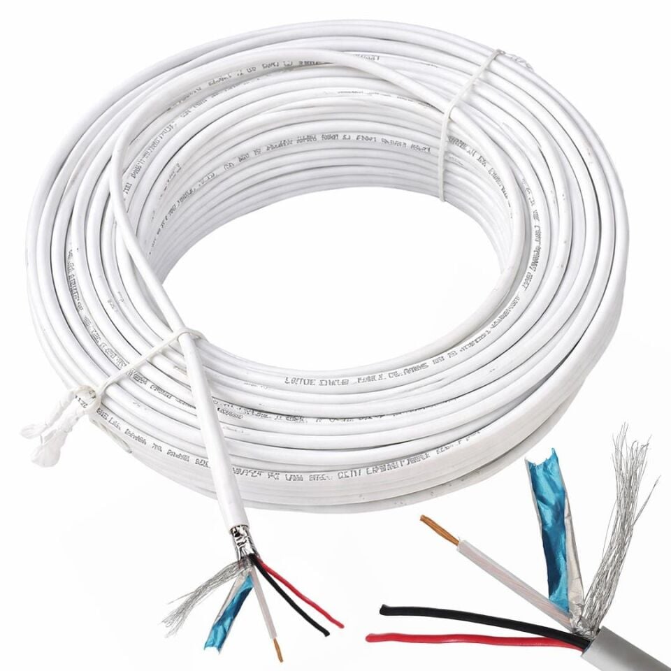 Botech 2+1 0.50x0.18mm Cca Cctv Kamera Kablosu 100 Metre Güvenlik Kamerası Kablo