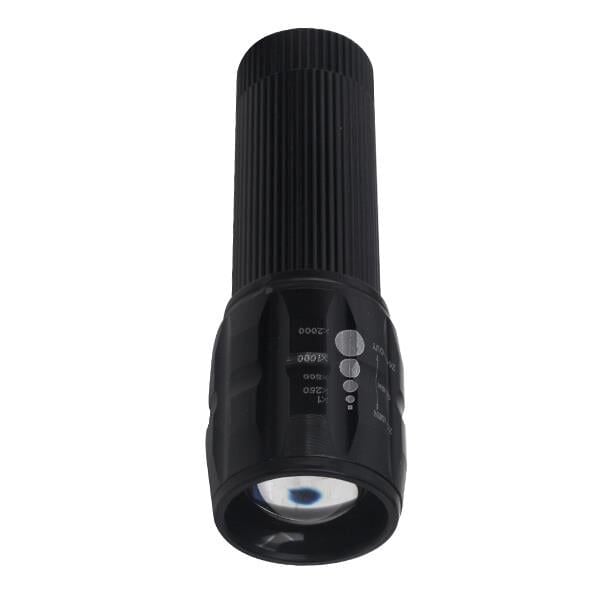 Powermaster El Feneri Powe Ledli Mercekli Uzak Yakın Ayarlı Zoomlu Fener Flaş Özellikli Pilli Metal
