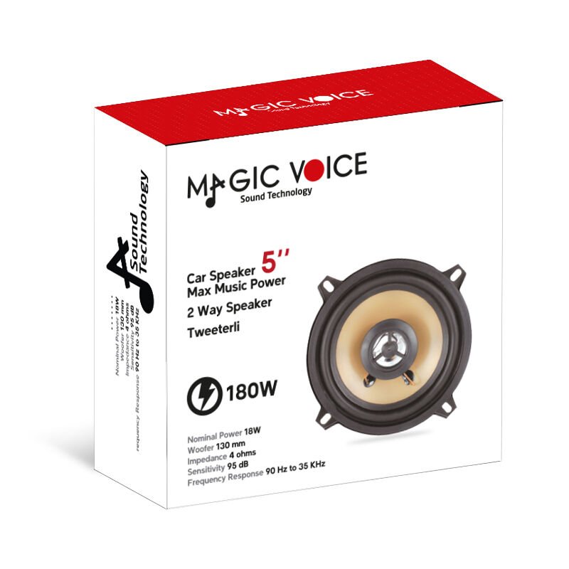 Magicvoice MV-861 180 Watt Çift Yollu Tweeterlı Tekli Oto Hoparlör Araç Ses Sistemi