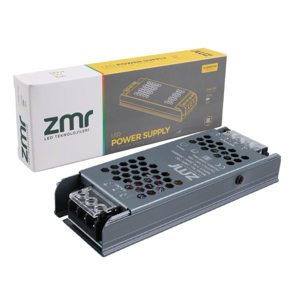 ZMR ZMR-702/B.00 12 Volt 10 Amper 120 Watt Slim Metal Kasa Adaptör