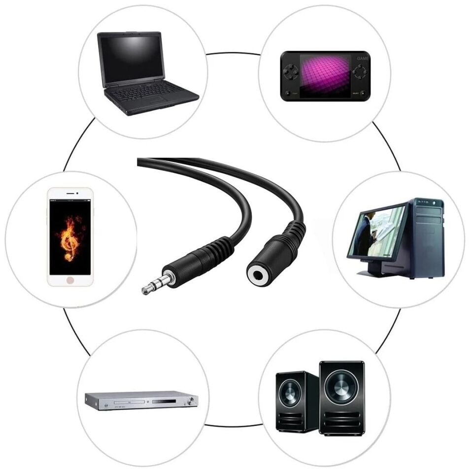 Ayt 3.5 Mm Stereo Erkek Dişi 10 Metre Uzatma Kablo Mikrofon Kulaklık Aux Uzatma Kablosu