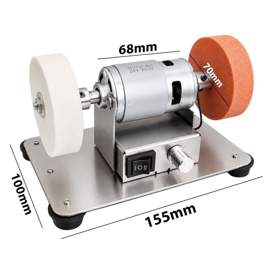 Powermaster AJ001 Mini Masaüstü Tezgah Taşlama Ve Bileme Makinesi 24V 8000 RPM Hız Ayarlı