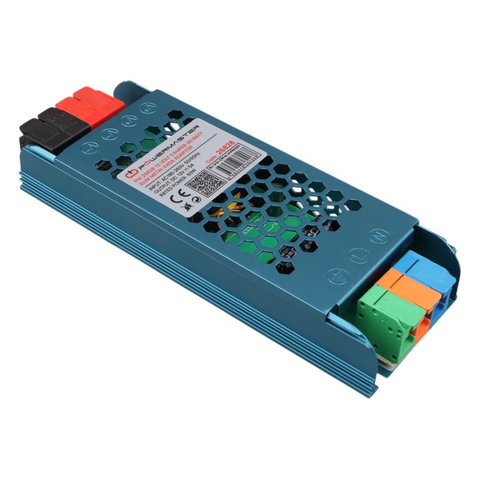 Ayt Powermaster PM-26828 12 Volt 5 Amper 60 Watt Slim Metal Kasa Adaptör 140X50x23mm