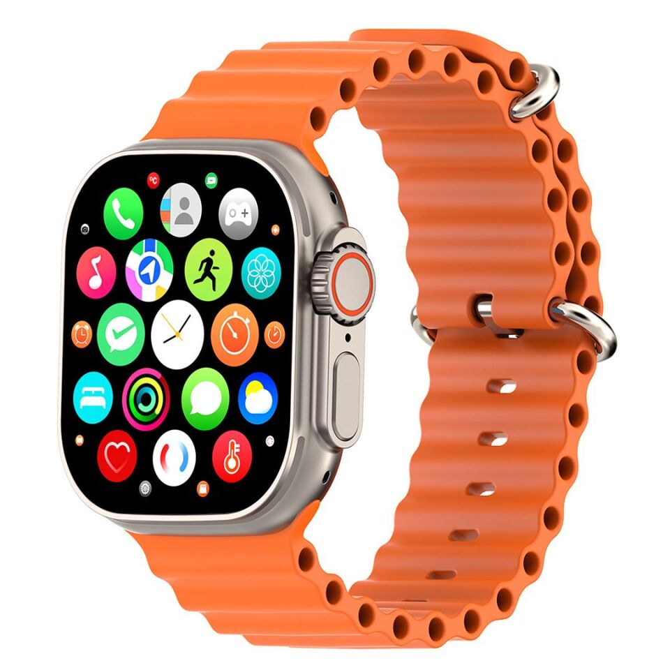 Hytech W69 Watch IOS Ve Android Uyumlu Mactive 2.05 İnç Geniş Ekranlı Turuncu Akıllı Saat