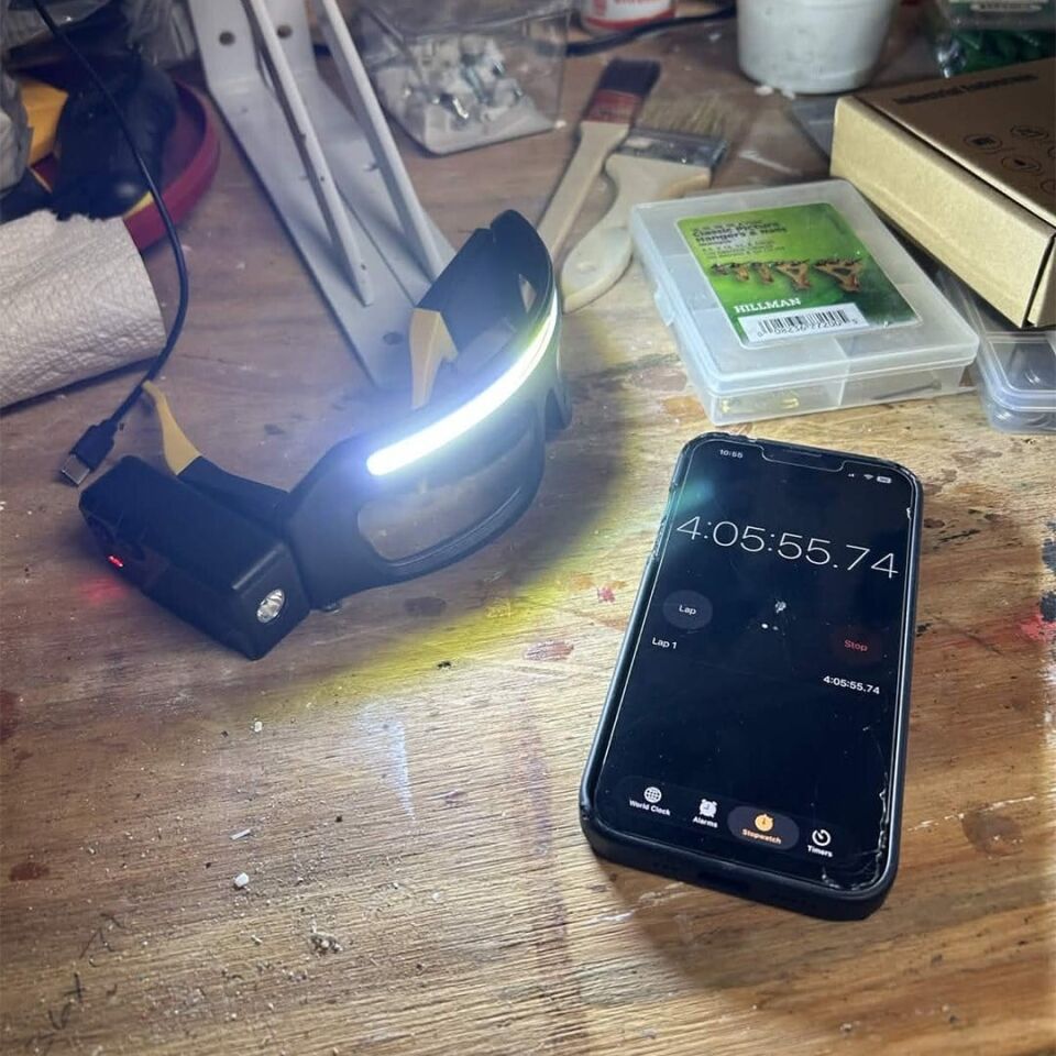 Powermaster PM-37843 İndüksiyonlu Koruyucu Gözlük Ve Kafa Lambası Şarjlı Çift LED'li