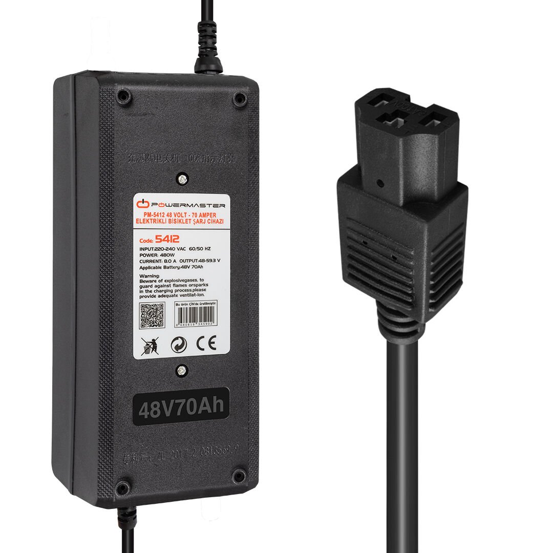 Powermaster 48 Volt - 70 Amper Elektrikli Bisiklet Scooter Şarj Cihazı PM-5412 Tekerlikli Sandalye Şarj Cihazı