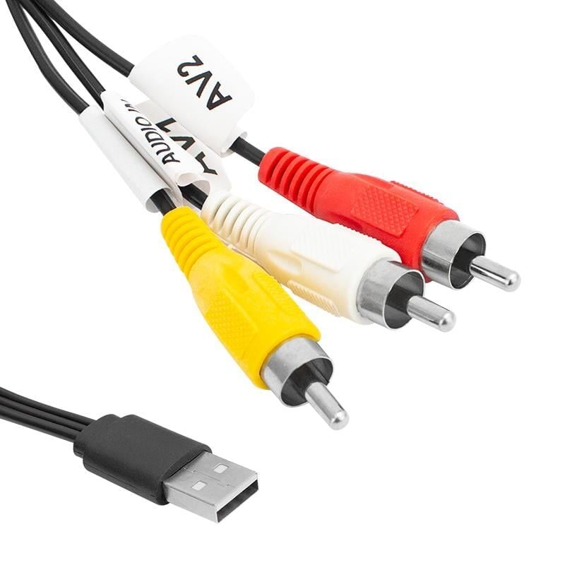 3 RCA USB Çevirici 1.2 Metre Kablo Renkli Soket Usb Dönüştürücü Çevirici
