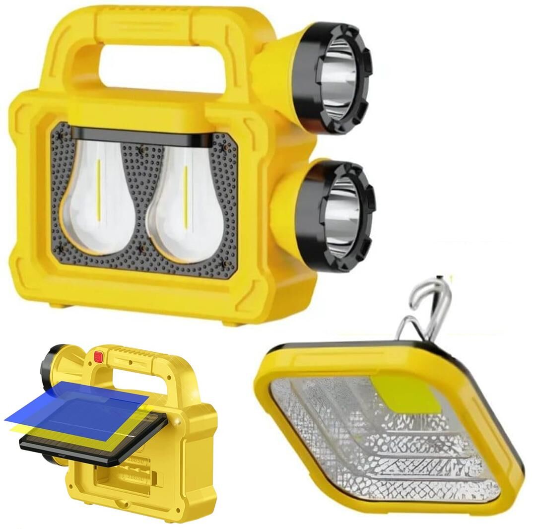 Ayt Powermaster PM-26930 Solar Güneş Panelli 6 Işık Modlu Powerbank Özellikli 2400Mah Type C Giriş 5V Led Kamp Feneri