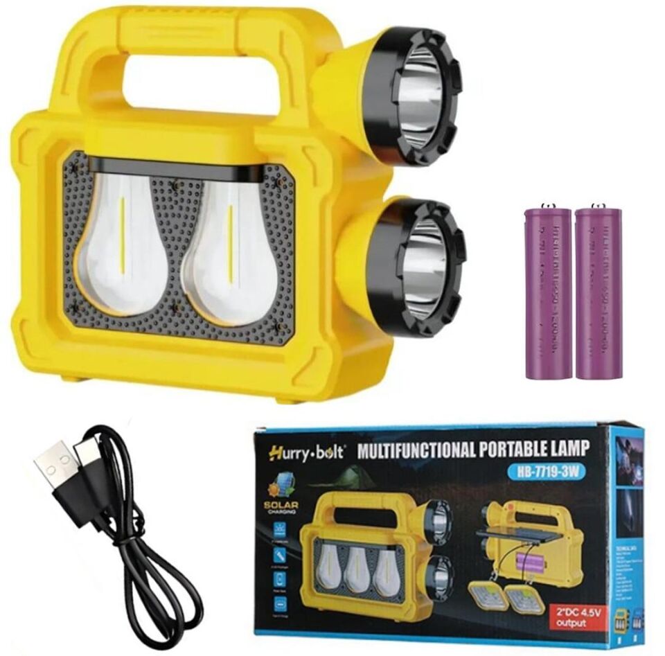 Ayt Powermaster PM-26930 Solar Güneş Panelli 6 Işık Modlu Powerbank Özellikli 2400Mah Type C Giriş 5V Led Kamp Feneri