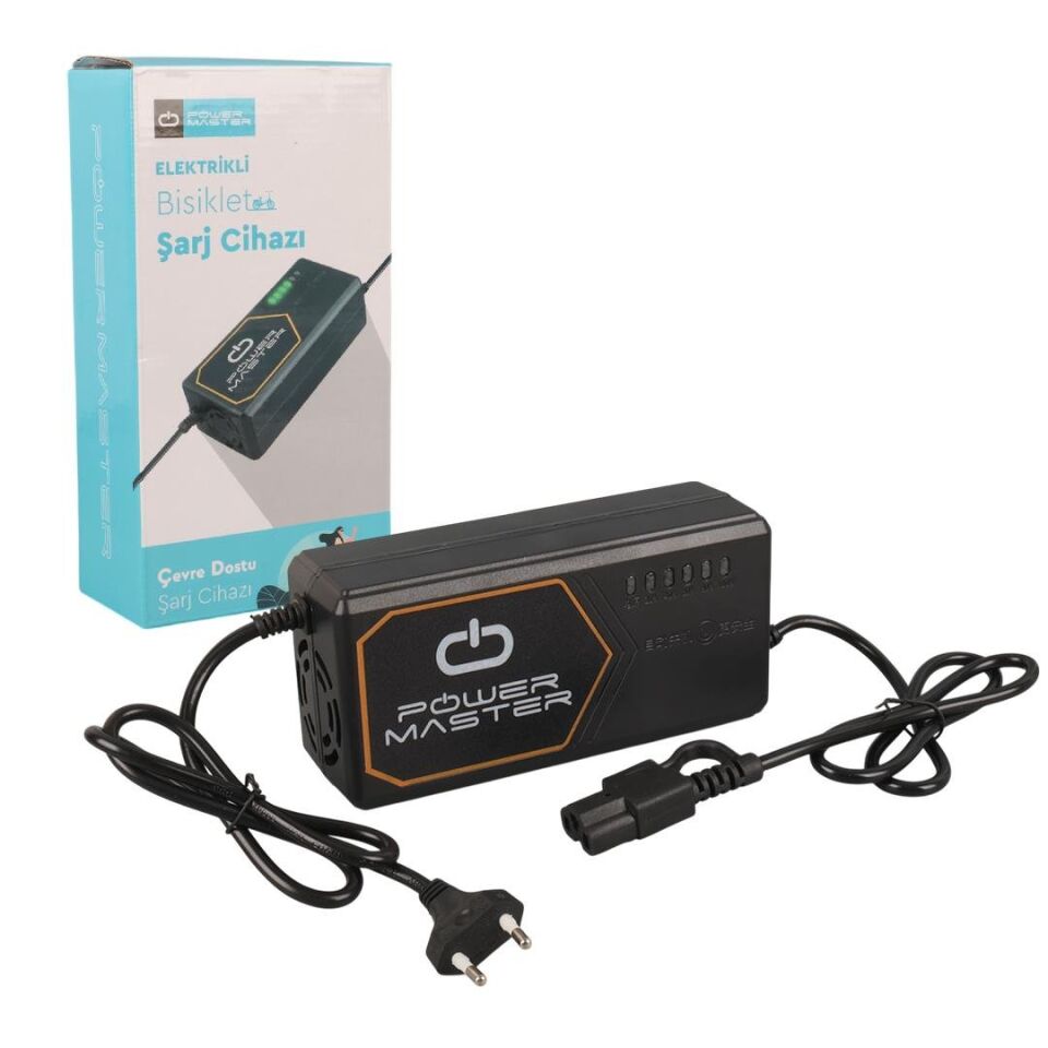 Powermaster PM-31801 60 Volt - 20 Amper IEC C15 Dişi Uçlu Kapasite Göstergeli Elektrikli Bisiklet Şarj Akü Cihazı (ADJ160-01)