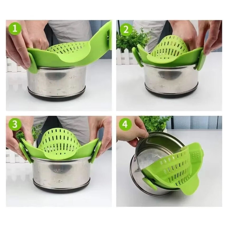 Ayt Sunup SN-20522 Klipsli Silikon Tencere Makarna Noodle Süzgeci Çok Amaçlı Mutfak Süzgeç