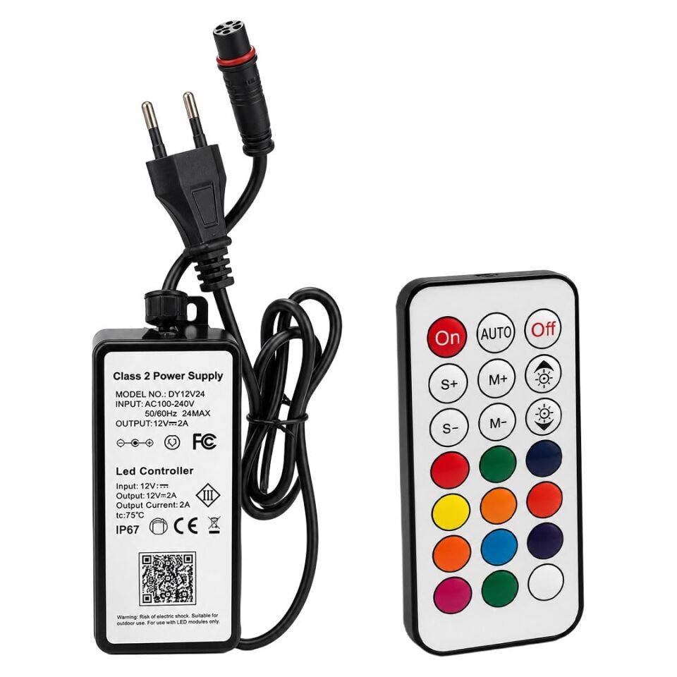 Powermaster PM-37796 Havuz Ve Bahçe Şelale Başlığı 150Cm RGB LED'li Uzaktan Kontrollü