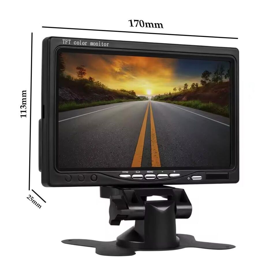 Powermaster 7 İnç 17 Ekran 2 Kanal Dijital Oto Monitör 12-24 Volt Araç İçi Monitör Rca Soketli Kamera Bağlabilir