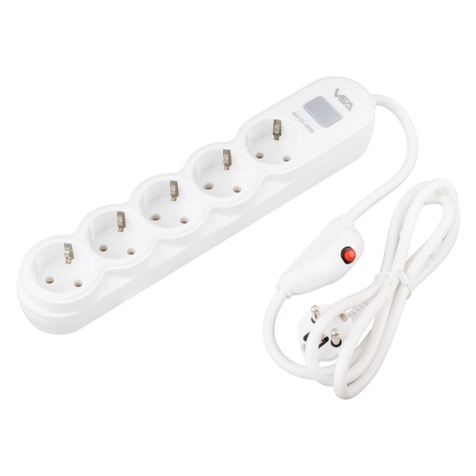 Vea VA-21569 Akım Korumalı Priz 1.5 Metre Kablo Aç Kapa Anahtarlı Uzatma Kablosu 5 Li Priz