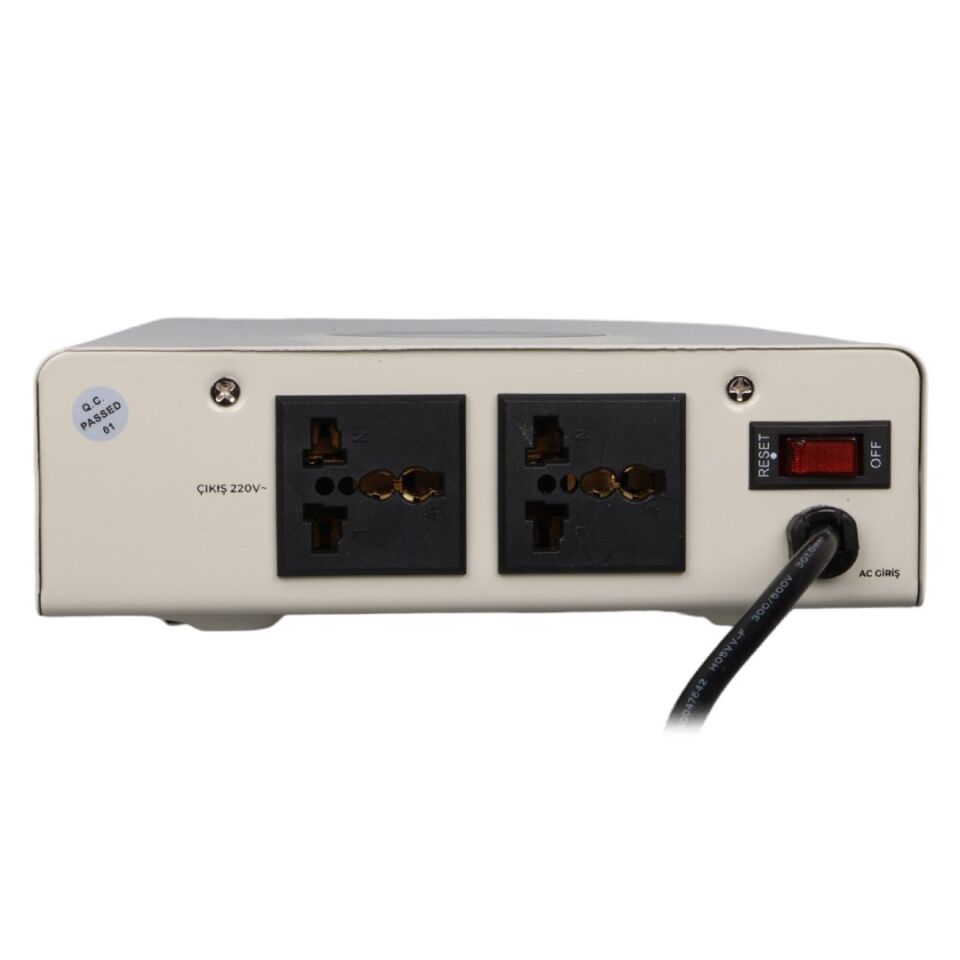 Powermaster SLIM-1500 Otomatik 1500VA Kombi Voltaj Regülatörü (İngiliz Fişli Ve Evrensel Çoklu Soketli)