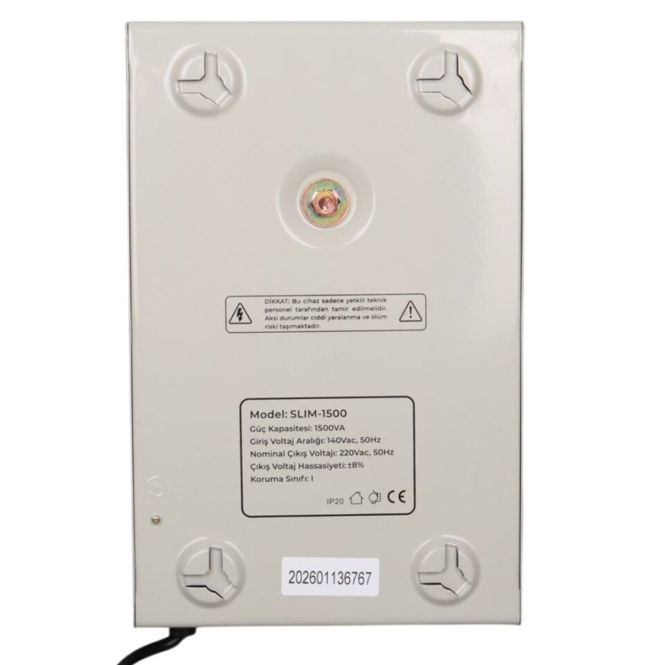 Powermaster SLIM-1500 Otomatik 1500VA Kombi Voltaj Regülatörü (İngiliz Fişli Ve Evrensel Çoklu Soketli)