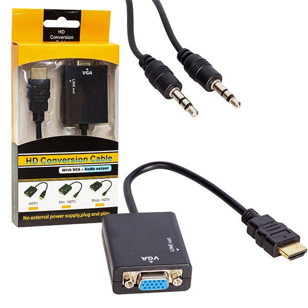 Ayt Powermaster Pm-32015 Hdmı To Vga Çevirici Adaptör Ses Çıkışlı Hdmı Girişini Vga Çıkışına Dönüştürücü