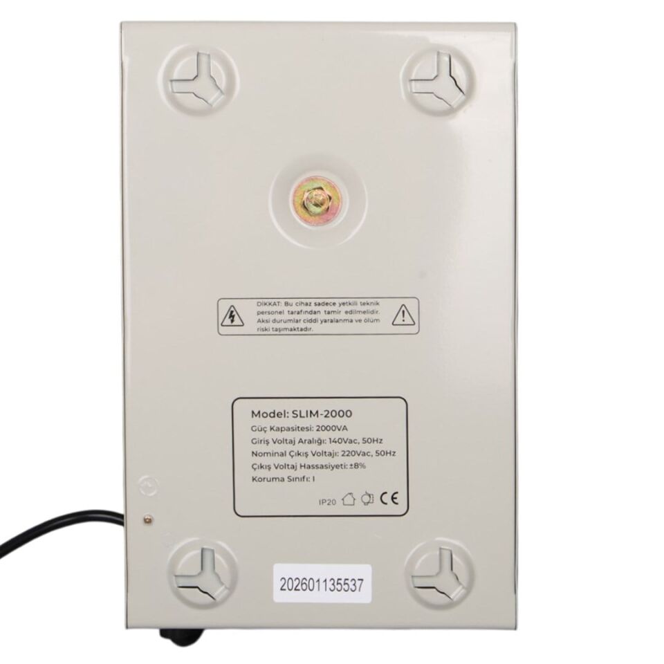 Powermaster SLIM-2000 Otomatik 2000VA Kombi Voltaj Regülatörü (İngiliz Fişli Ve Evrensel Çoklu Soketli)