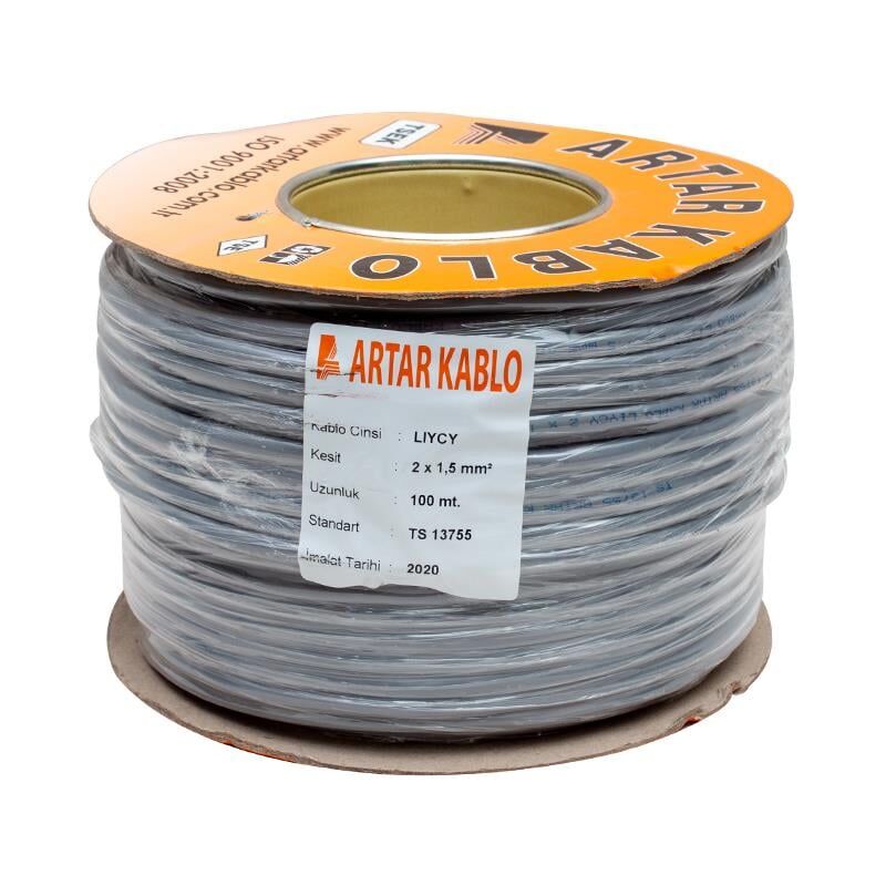 Artar 2x1.5 Mm Liycy Blendajlı 100 Metre Bakır Hoparlör Kablosu Ses Sistemi Kablosu