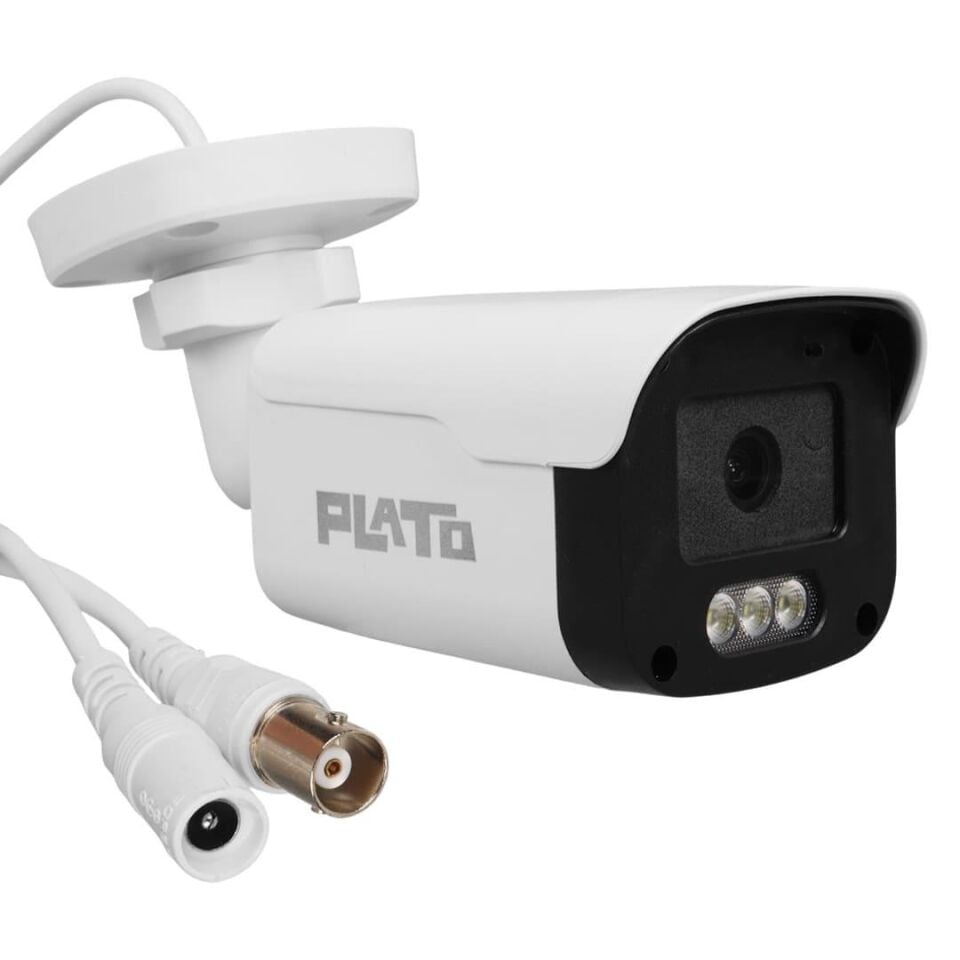 Plato PL-37707 AHD Bullet Güvenlik Kamera 2MP 3 Warm Led Sesli 3.6MM Renkli Gece Görüş Mikrofonlu