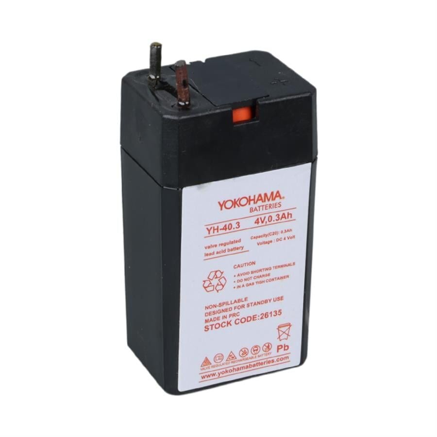 Ayt Yokohama YH-40.3 4 Volt - 0.3 Amper Akü 25.5x19.5x48 mm Yeni Tarihli Taze Akü