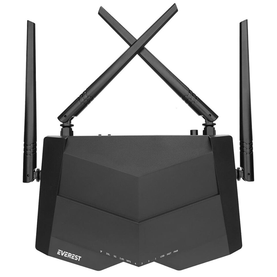 Everest SG-V1200 AC1200 Dualband Wi-Fi Gigabit VDSL2/ADSL2 4*5Dbi Antenli Kablosuz Modem Router