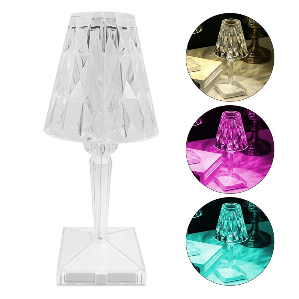 Ayt Powermaster Gece Lambası Dekoratif Rgb Renkli Ledli Ambiyans Masa Üstü Aydınlatma Kumandalı Şarjlı Kristal Görünüm