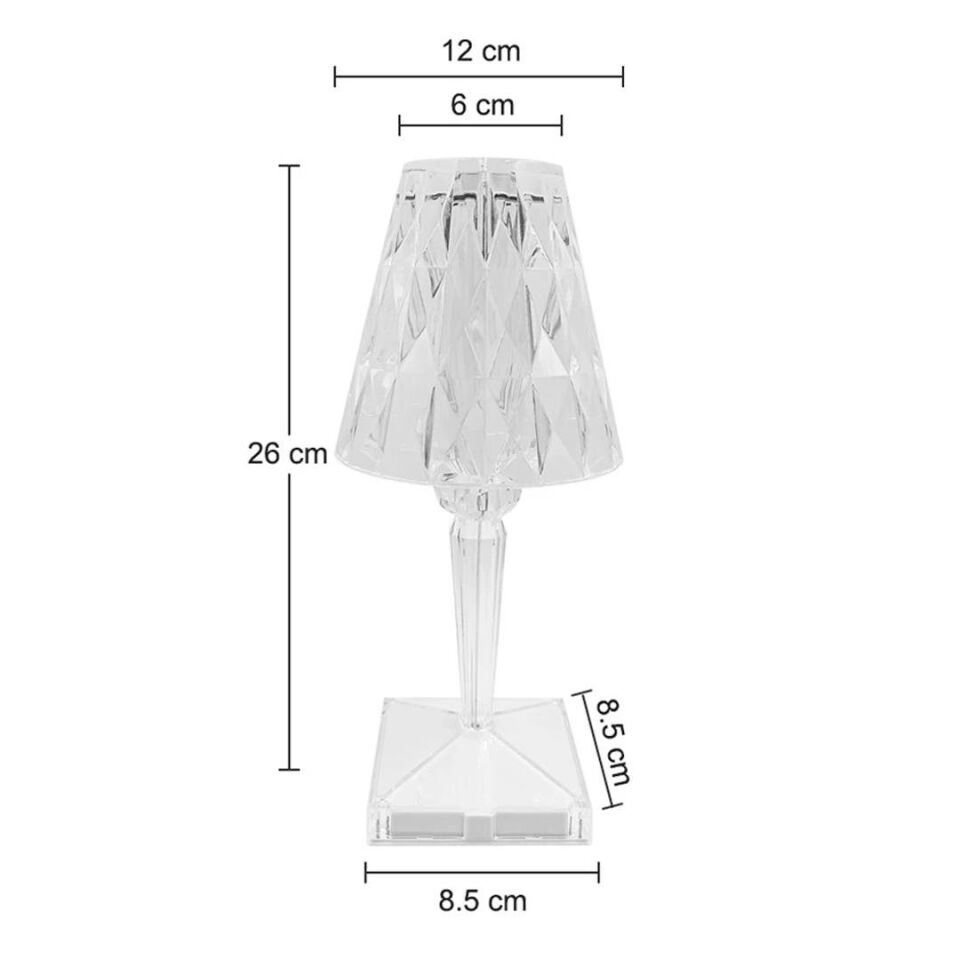 Ayt Powermaster Gece Lambası Dekoratif Rgb Renkli Ledli Ambiyans Masa Üstü Aydınlatma Kumandalı Şarjlı Kristal Görünüm