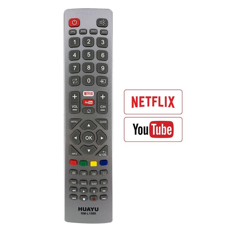 Ayt Huayu RM-L1589 Sharp Netflix Youtube Universal Lcd Led Tv Kumandası Akıllı Kumanda