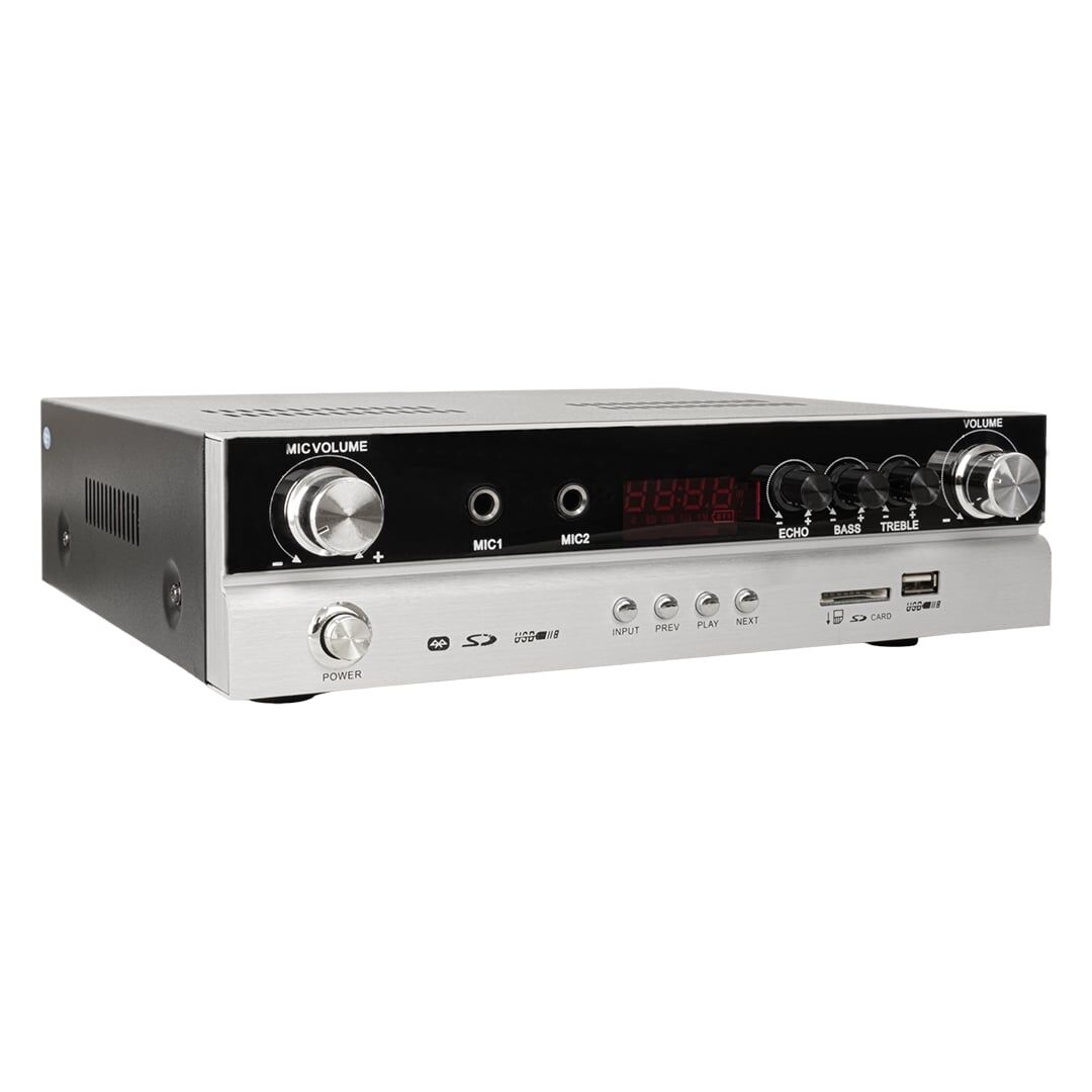 Ayt Magicvoice MV-22561 2x50 Watt Amfi Usb Sd Bluetooth Uk Stereo 2 Mikrofonlu Girişli Trafosuz Anfi