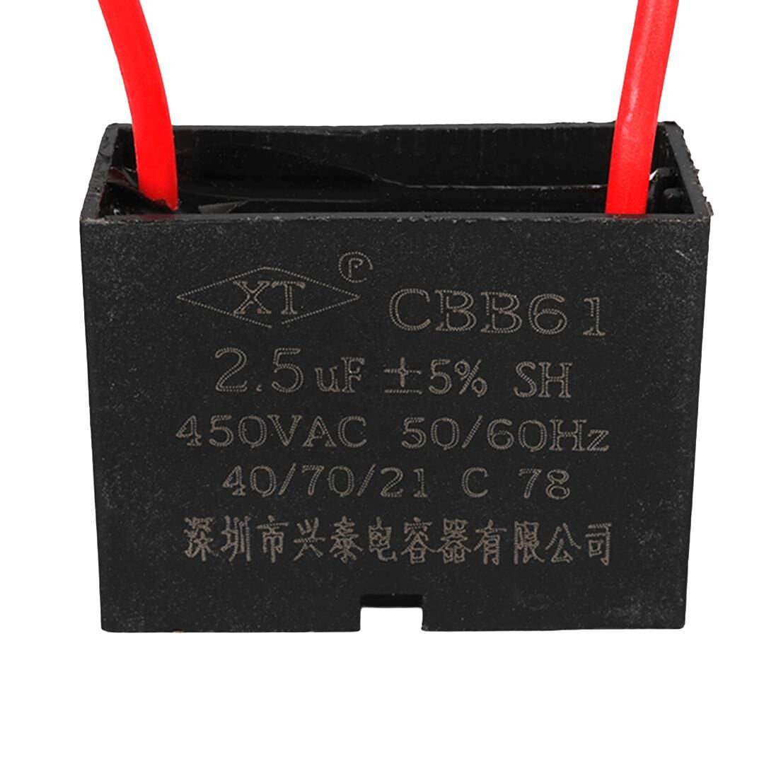 2.5 Uf 450 V Siyah Kablolu Kare Tip Kutupsuz Kondansatör