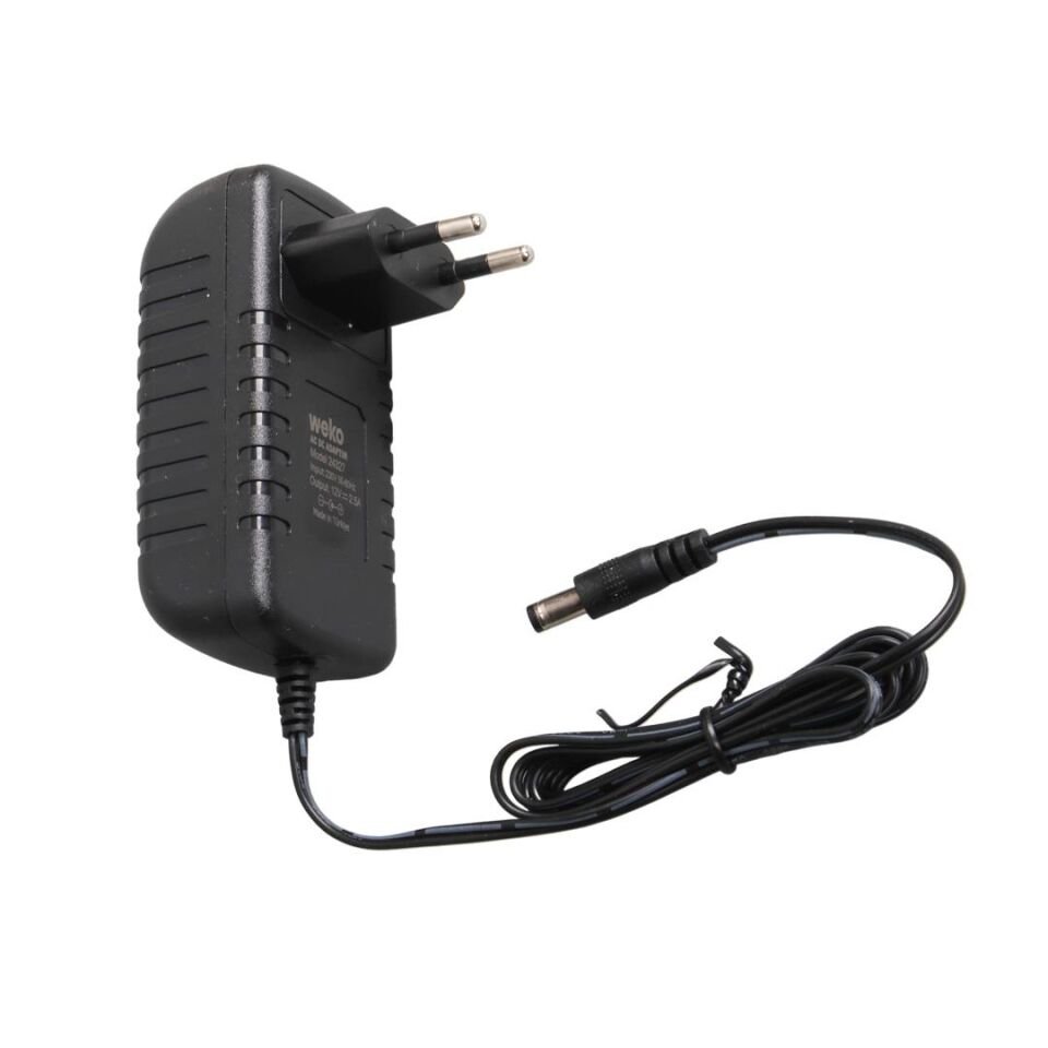 Weko 12 Volt 2.5 Amper 5.5x2.5 Uçlu Yerli Üretim Plastik Kasa Priz Tipi Adaptör Şarj Cihazı Aleti