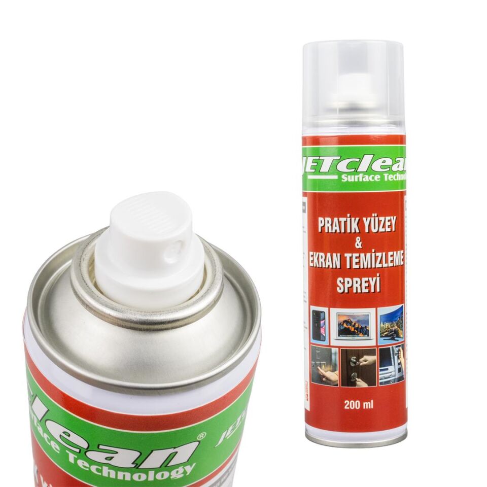 Jetclean 200ml Pratik Yüzey Ve Ekran Temizleme Spreyi Cam Telefon Ekran Televizyon Ekranı Temizleme Spreyi
