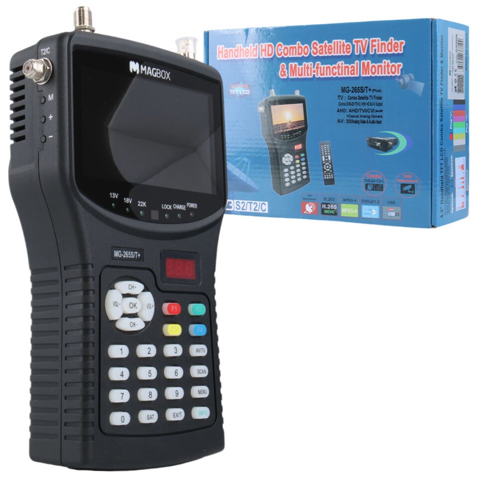 Magbox MG-265S T+ 4.3 İnç Full HD LCD Ekranlı Görüntülü Uydu Yön Bulucu Uzaktan Kumandalı Uydu Ayarlama Cihazı Türkçe