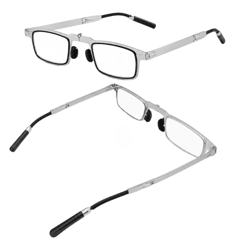 Sunup SN-37739 Katlanabilir Taşınabilir Metal Presbiyopi Okuma Gözlüğü (+4 Dioptri) Mavi Işık Filtreli