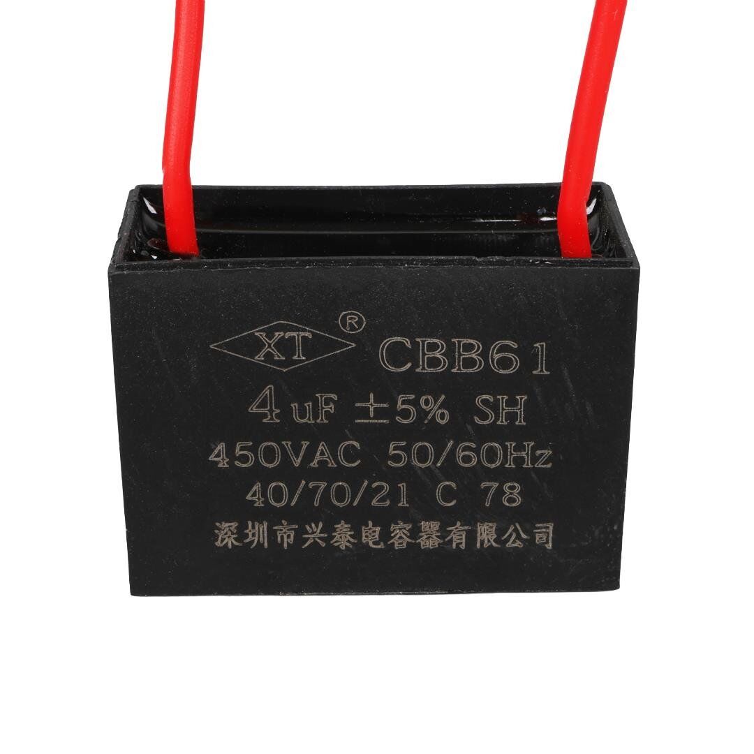 Ayt 4 Uf 450 V Siyah Kablolu Kare Tip Kutupsuz Kondansatör