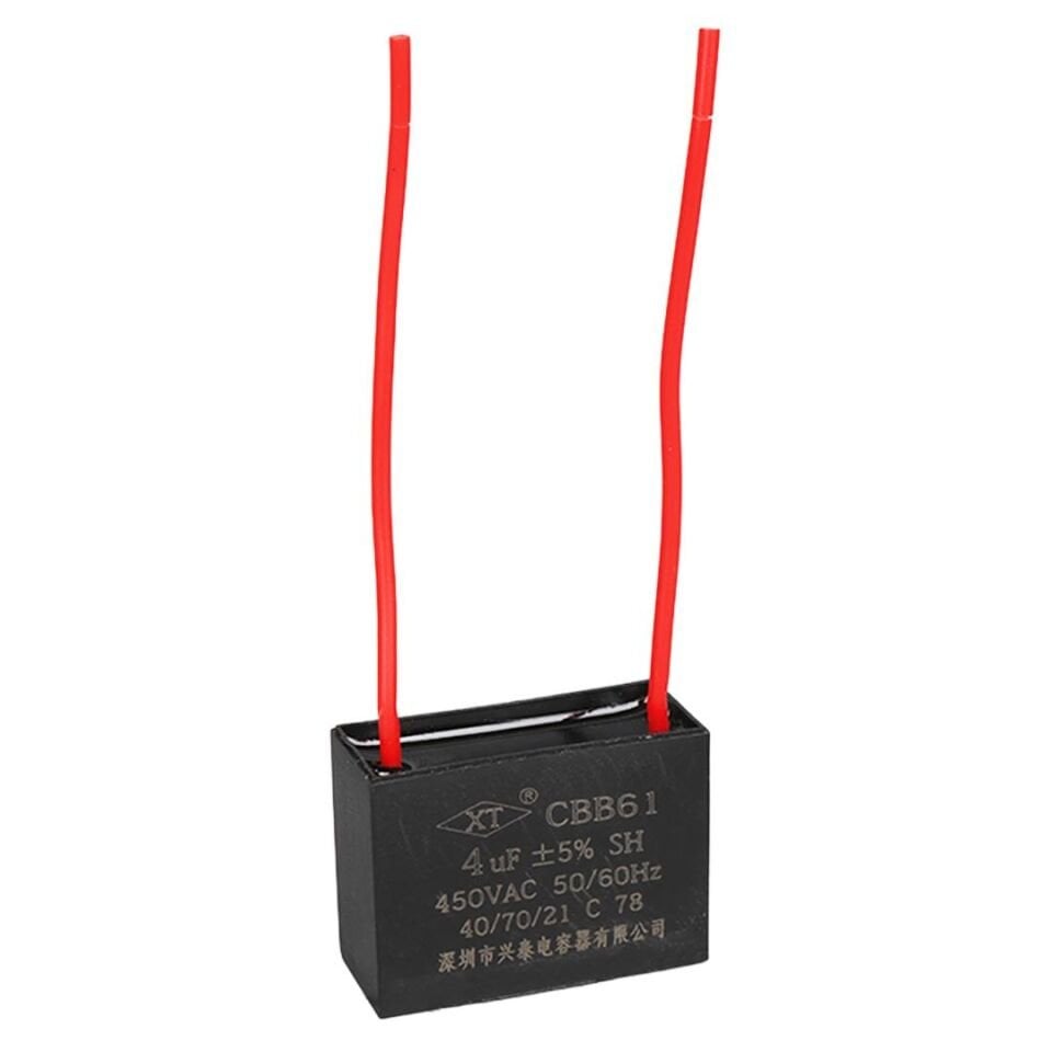 Ayt 4 Uf 450 V Siyah Kablolu Kare Tip Kutupsuz Kondansatör