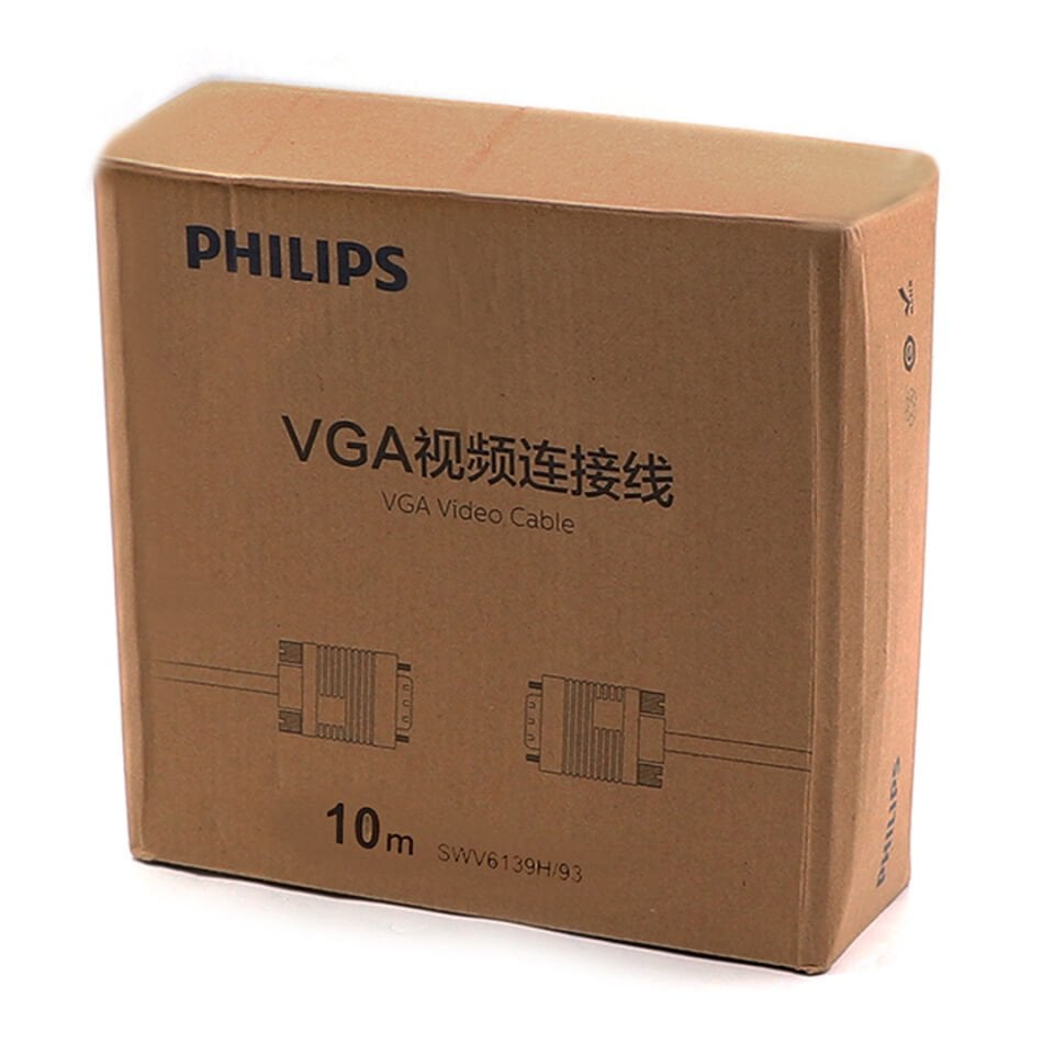 Philips SWV6139H/93 Siyah 3+6 Erkek-Erkek 15 Pin 10 Metre Vga Kablo Pc Bilgisayar Monitör Görüntü Kablosu