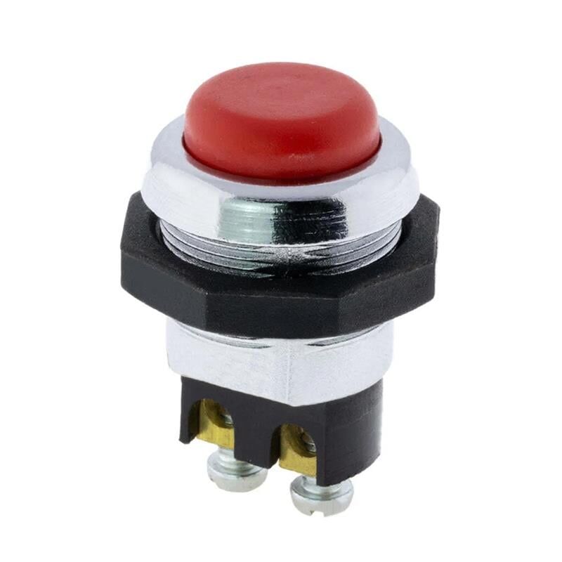 IC-180-1 Yaylı 22 Mm Metal Marş Korna Butonu Bas Çek Düğme 2 Pinli