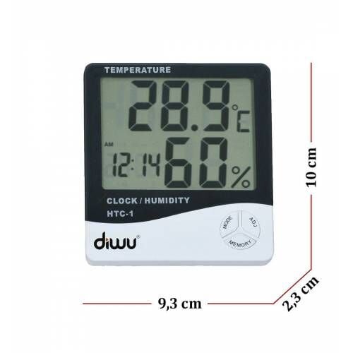 Diwu HTC-1 Saatli Nem Ölçer ve Termometre