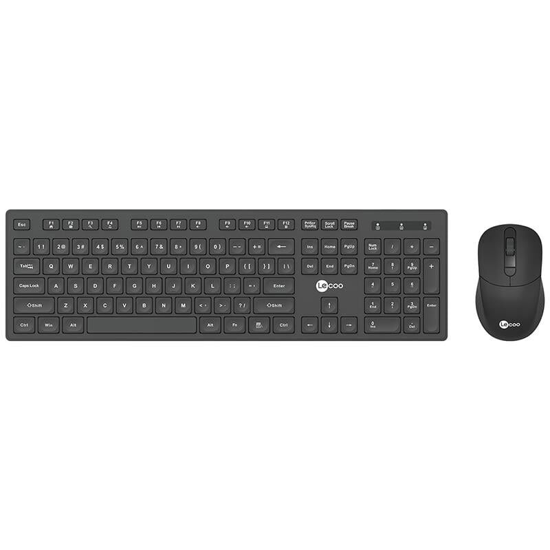 Lenovo Lecoo KW201 Kablosuz Q Klavye Mouse Set Siyah Bilgisayar Pc Klavye Mouse Seti