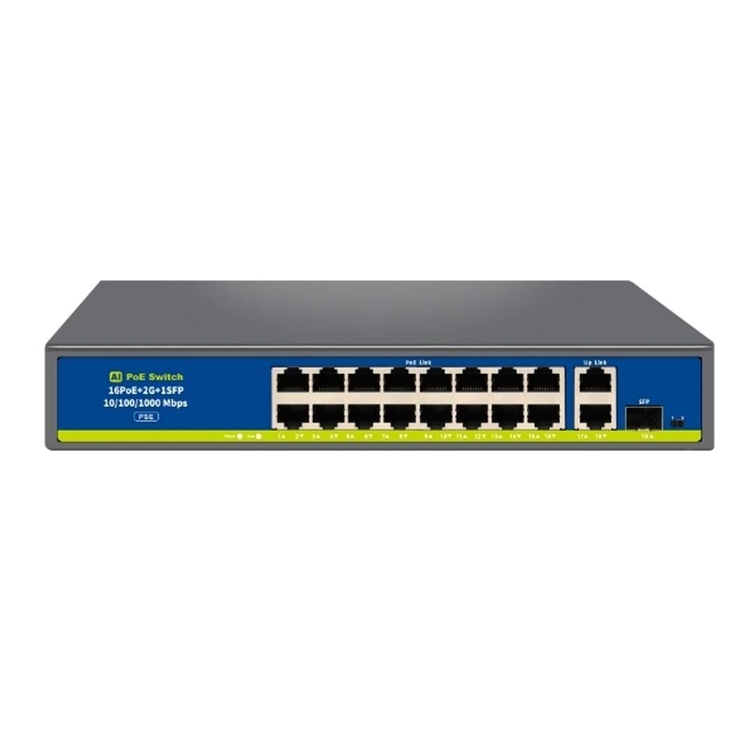 Novacom NVC-HIF1621GBL-C 16 Port 250W Full Gigabit Poe+ SFP Switch Uplink Metal Kasa