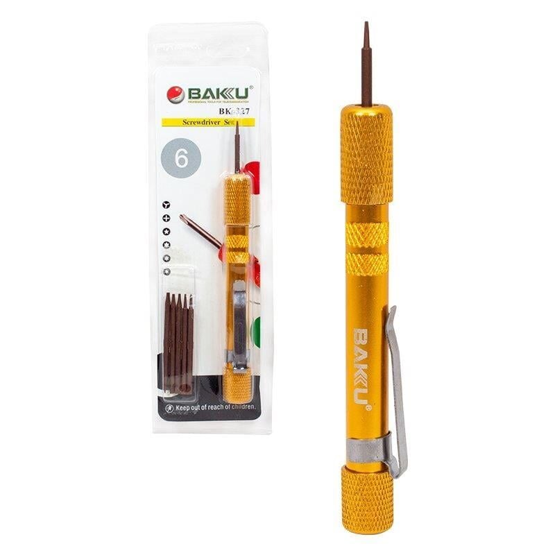 Baku BK-327 Hassas 6 Değiştirilebilir Uçlu Mobil Cep Telefonu Tamir Tornavidası
