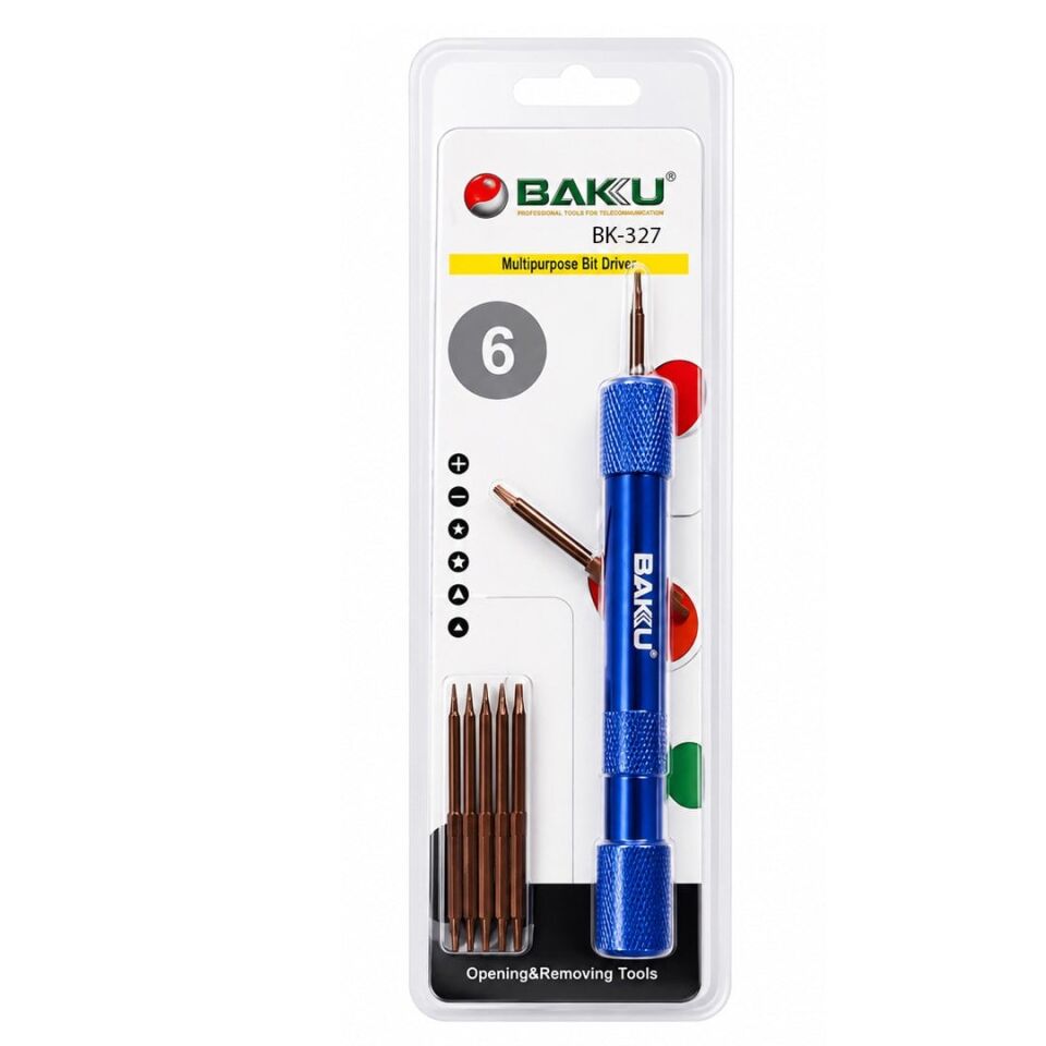 Baku BK-327 Hassas 6 Değiştirilebilir Uçlu Mobil Cep Telefonu Tamir Tornavidası