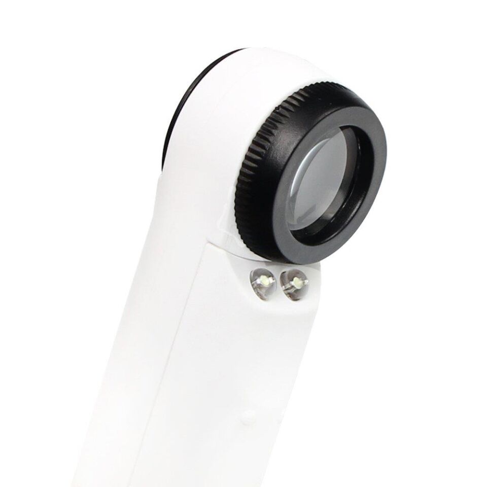 Powermaster MG6B-1B Ledli Büyüteç 21mm Lens2 Led Aydınlatma El Tipi Büyüteç 12 Cm