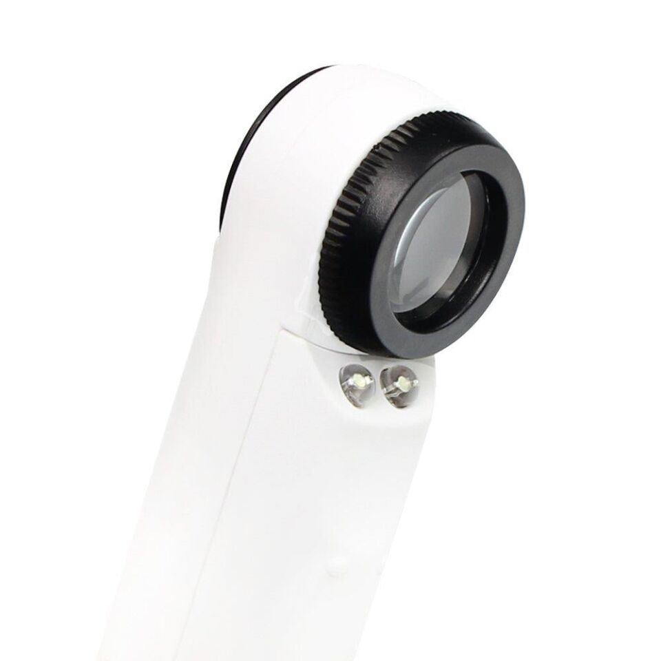 Powermaster MG6B-1B Ledli Büyüteç 21mm Lens2 Led Aydınlatma El Tipi Büyüteç 12 Cm