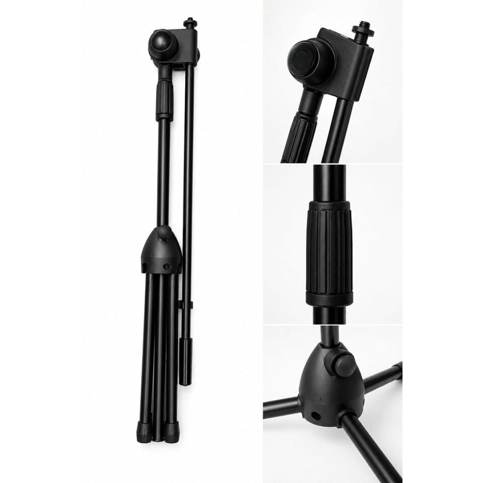Magicvoice MV-2475 Profesyonel Ayarlanabilir Akrobat Bum Kollu Tripod Mikrofon Boy Sehpası 90Cm-176Cm
