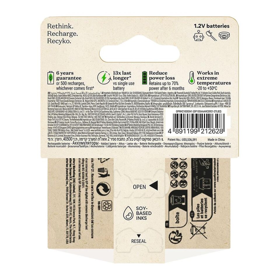 GP 950 Mah RO3 İnce Şarjlı Kalem Pil 2'li Paket