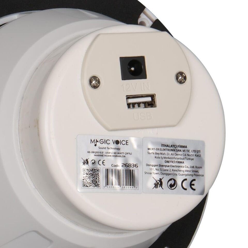 Magicvoice 65-2BQ5S Beyaz 6.5'' 16 Cm Usb'li 60 Watt Marine Alçıpan 2'Li Hoparlör